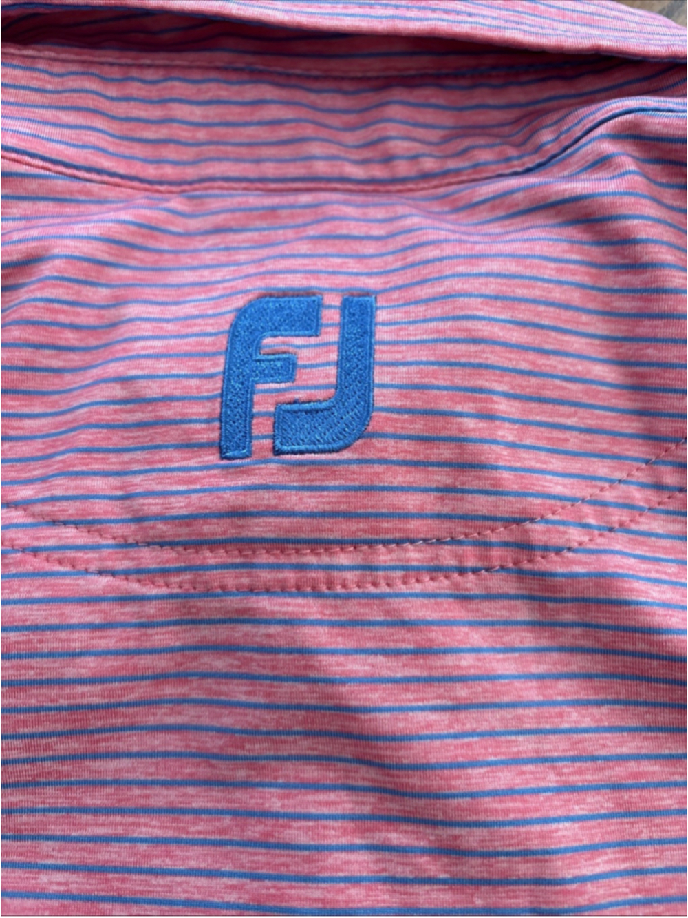 old corkscrew golf footjoy men’s polo pink/blue stripe L - Picture 8 of 8